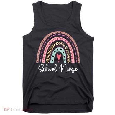 School Nurse Rainbow Leopard Back To School Appreciation Tank Top