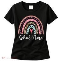 School Nurse Rainbow Leopard Back To School Appreciation Women's T-Shirt thumb 0