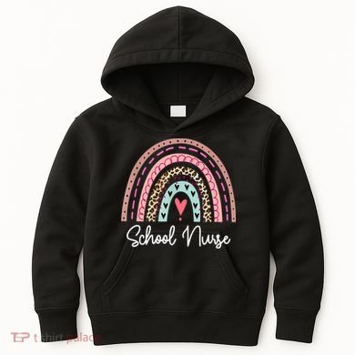 School Nurse Rainbow Leopard Back To School Appreciation Kids Hoodie
