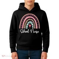 School Nurse Rainbow Leopard Back To School Appreciation Kids Hoodie thumb 4