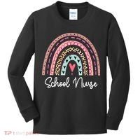 School Nurse Rainbow Leopard Back To School Appreciation Kids Long Sleeve Shirt thumb 0