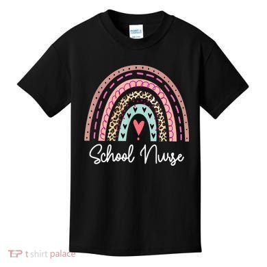 School Nurse Rainbow Leopard Back To School Appreciation Kids T-Shirt
