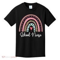 School Nurse Rainbow Leopard Back To School Appreciation Kids T-Shirt thumb 0