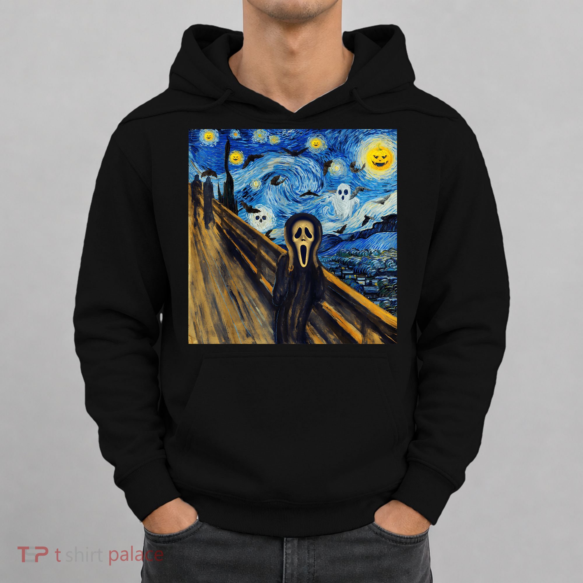 Starry Night Scream Scary Night Van Gogh Munch Halloweenmin Hoodie