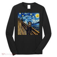 Starry Night Scream Scary Night Van Gogh Munch Halloweenmin Long Sleeve Shirt thumb 0