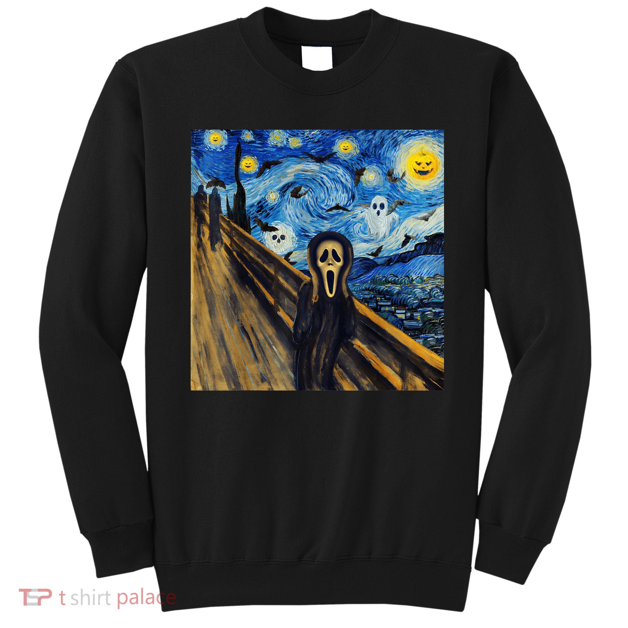 Starry Night Scream Scary Night Van Gogh Munch Halloweenmin Sweatshirt