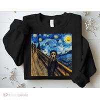 Starry Night Scream Scary Night Van Gogh Munch Halloweenmin Sweatshirt thumb 2