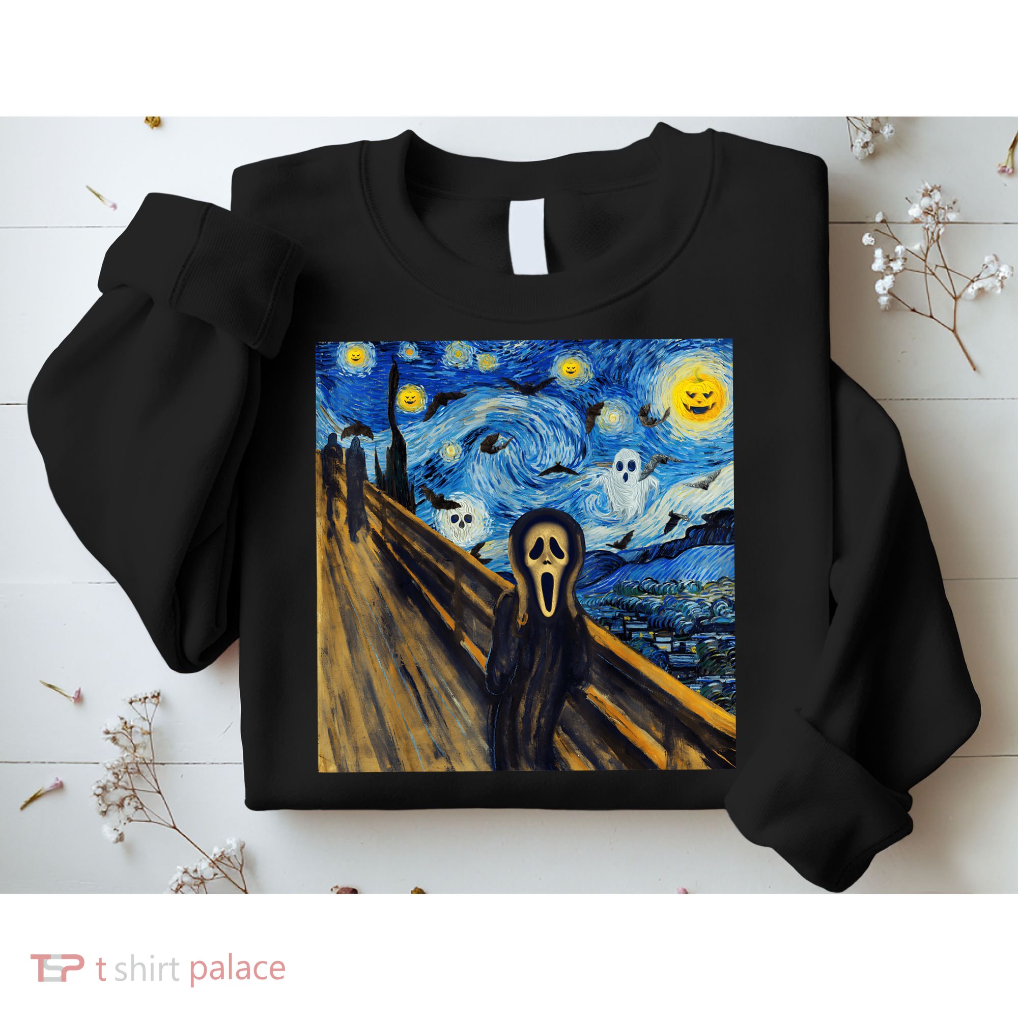 Starry Night Scream Scary Night Van Gogh Munch Halloweenmin Sweatshirt