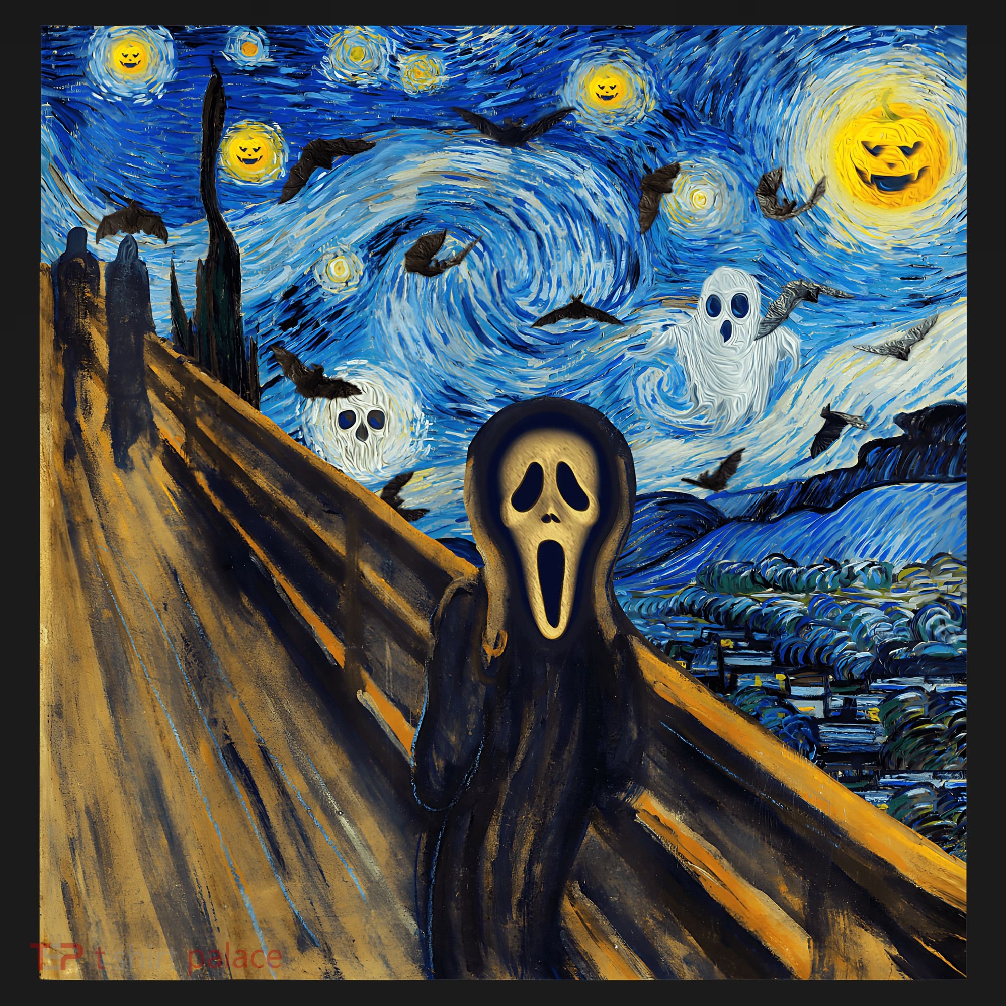 Starry Night Scream Scary Night Van Gogh Munch Halloweenmin Sweatshirt