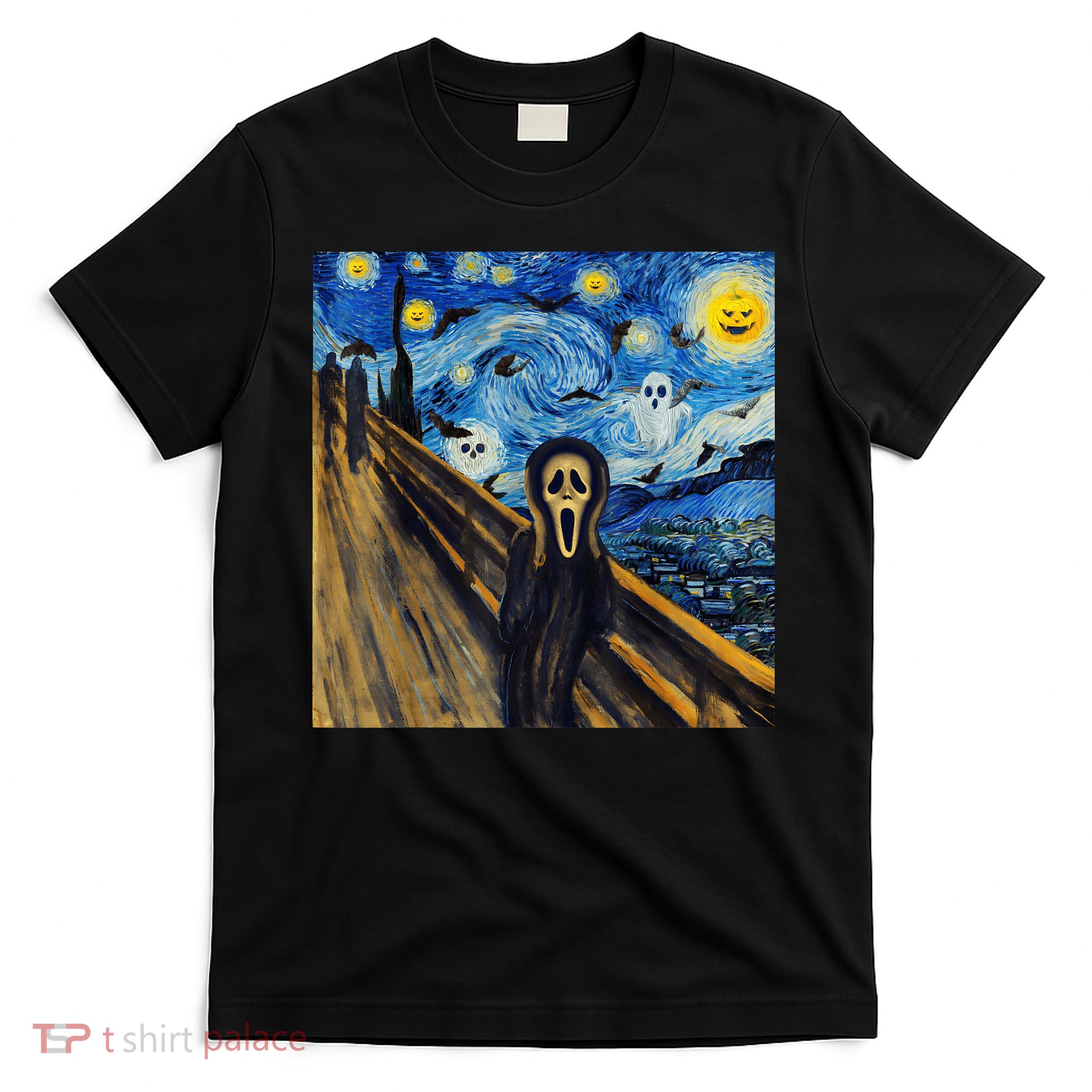 Starry Night Scream Scary Night Van Gogh Munch Halloweenmin T-Shirt