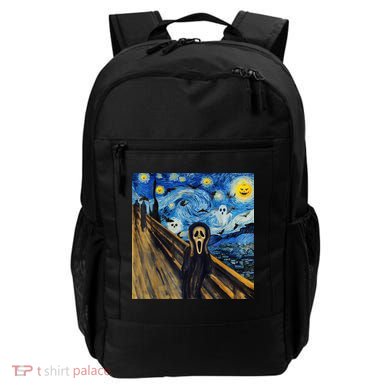 Starry Night Scream Scary Night Van Gogh Munch Halloweenmin Backpack