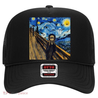 Starry Night Scream Scary Night Van Gogh Munch Halloweenmin Hat
