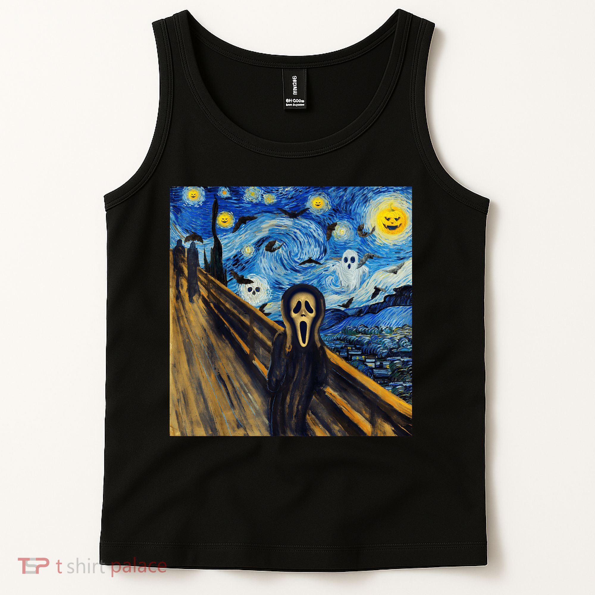 Starry Night Scream Scary Night Van Gogh Munch Halloweenmin Tank Top