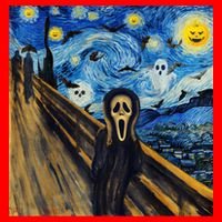 Starry Night Scream Scary Night Van Gogh Munch Halloweenmin Santa Hat thumb 1