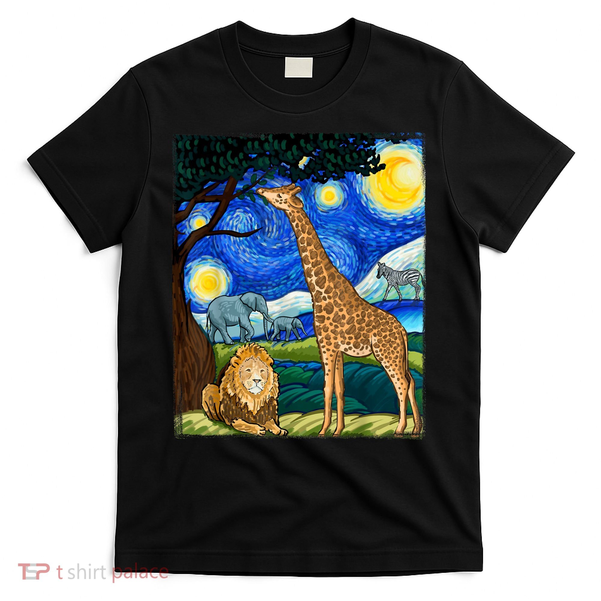 Safari Night Starry Night Zoo Animals Animal Art Safari T-Shirt