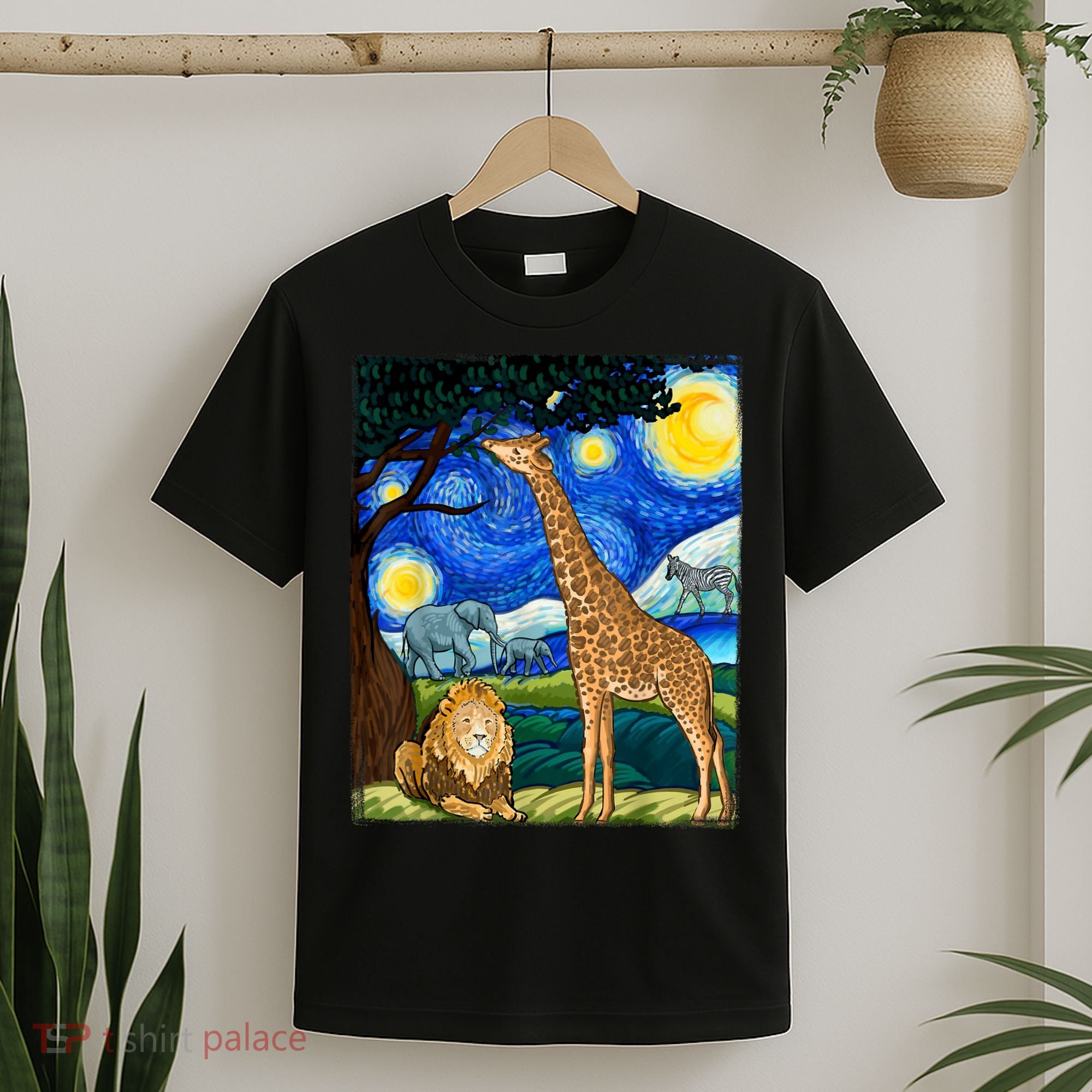 Safari Night Starry Night Zoo Animals Animal Art Safari T-Shirt