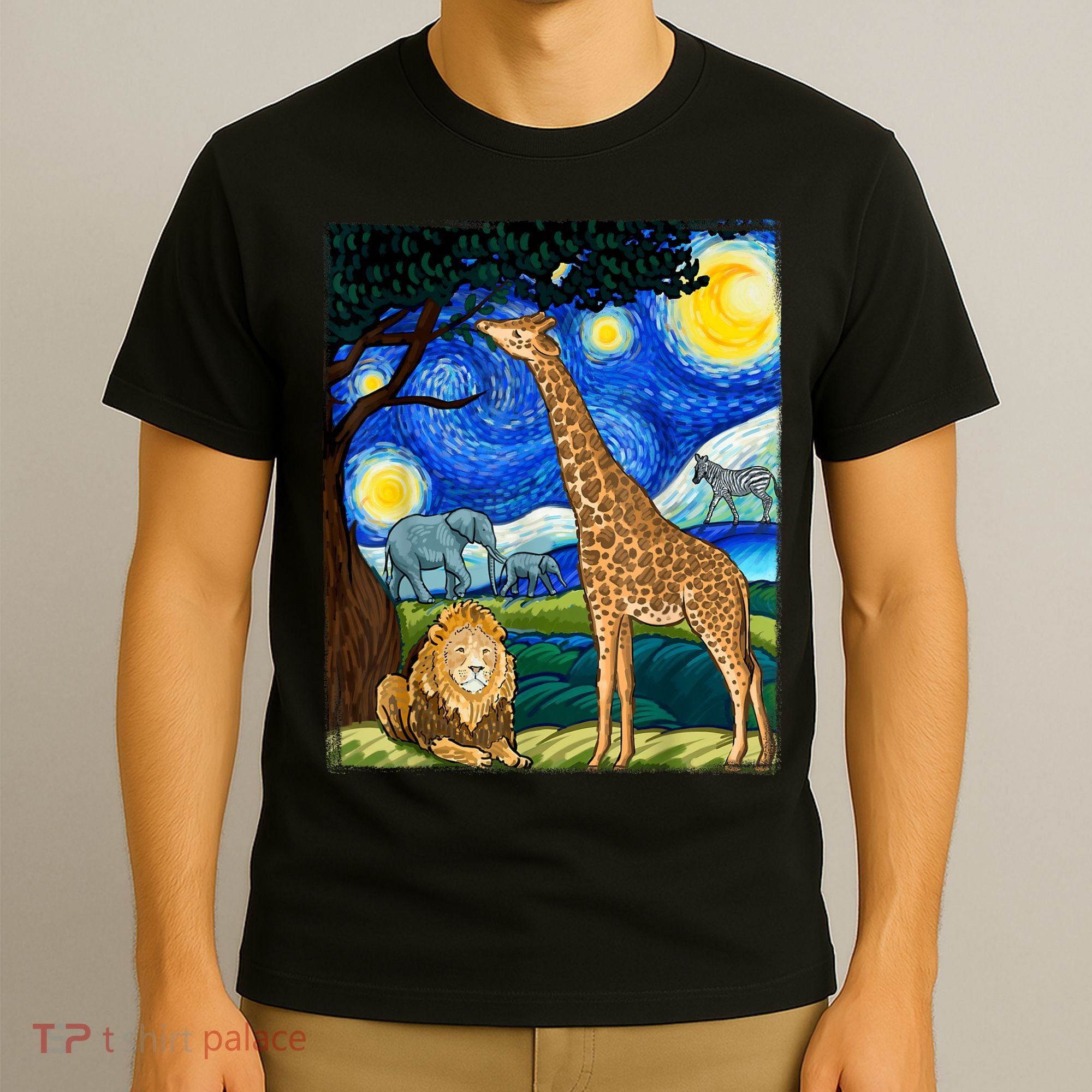 Safari Night Starry Night Zoo Animals Animal Art Safari T-Shirt