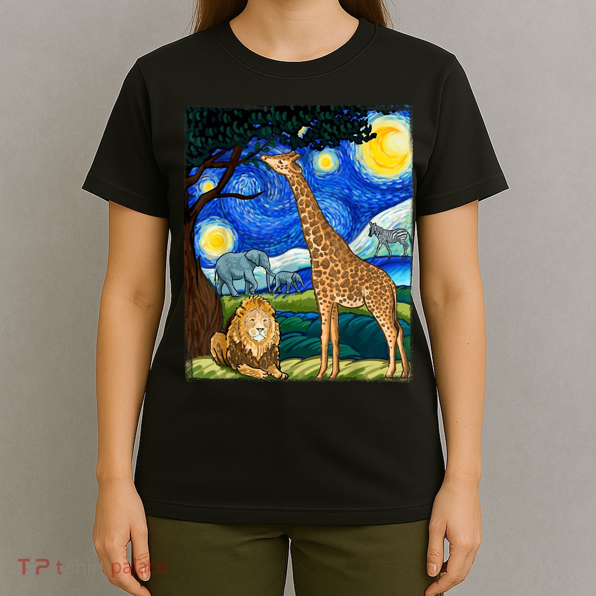 Safari Night Starry Night Zoo Animals Animal Art Safari T-Shirt