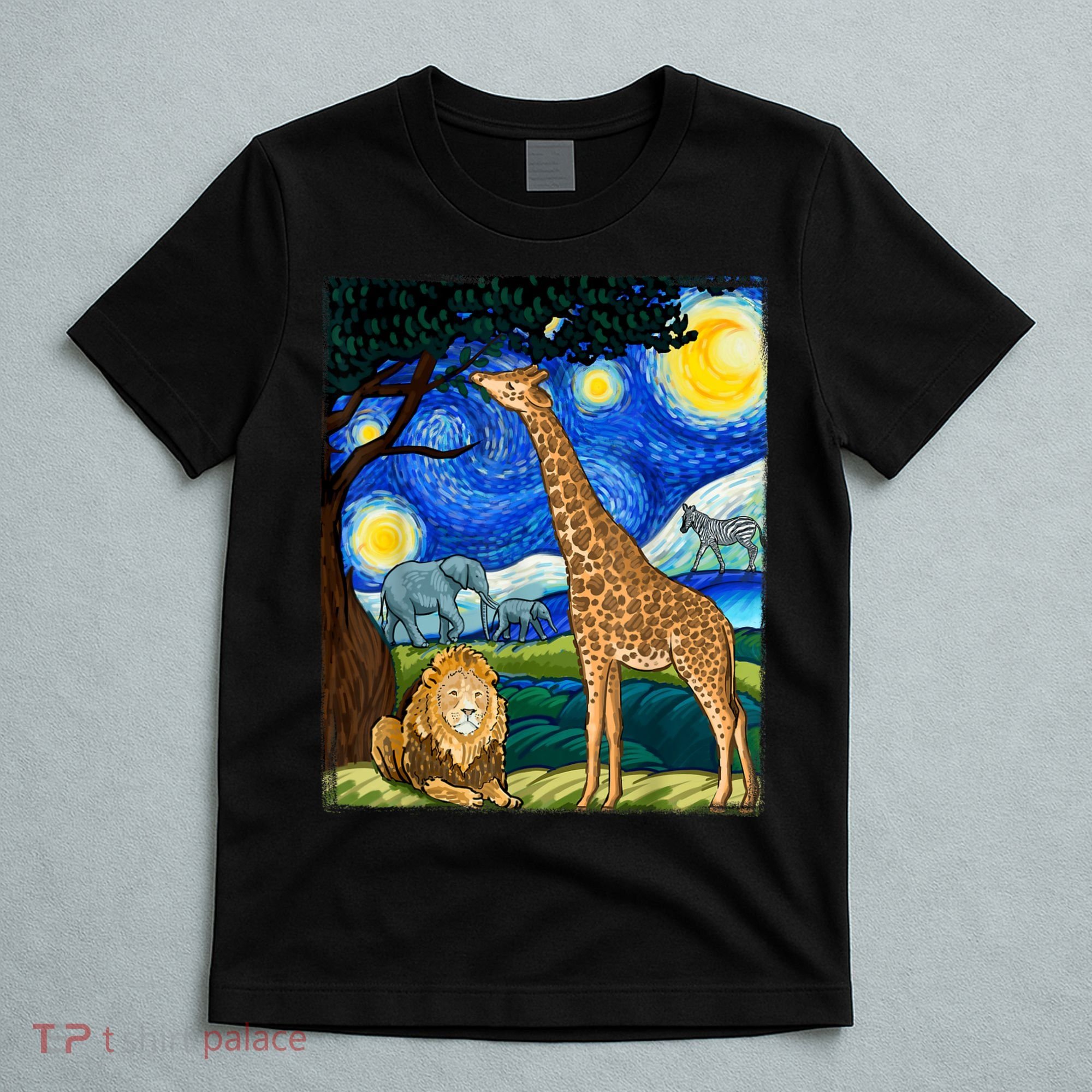 Safari Night Starry Night Zoo Animals Animal Art Safari T-Shirt