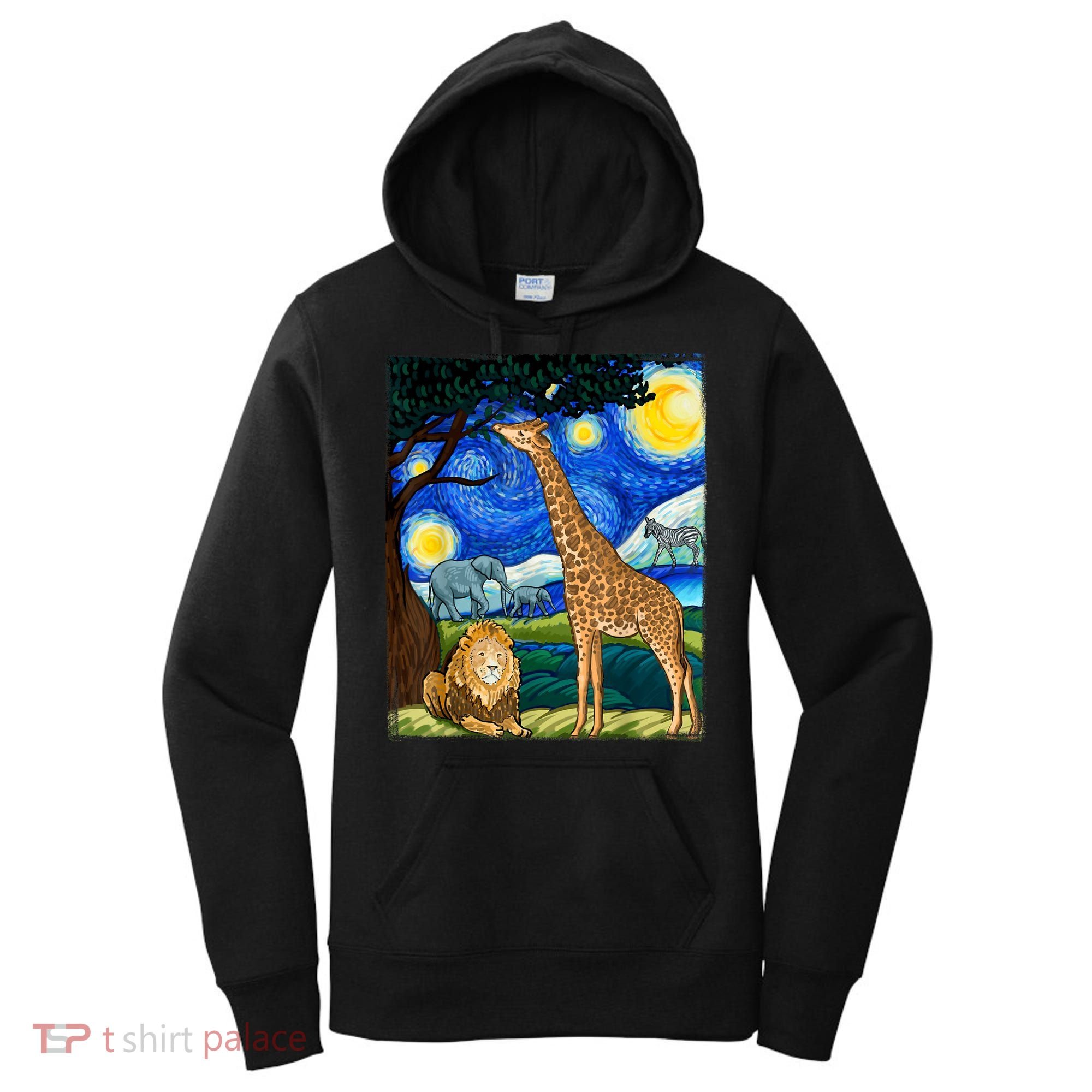 Safari Night Starry Night Zoo Animals Animal Art Safari Women's Hoodie