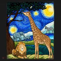 Safari Night Starry Night Zoo Animals Animal Art Safari Women's Hoodie thumb 2