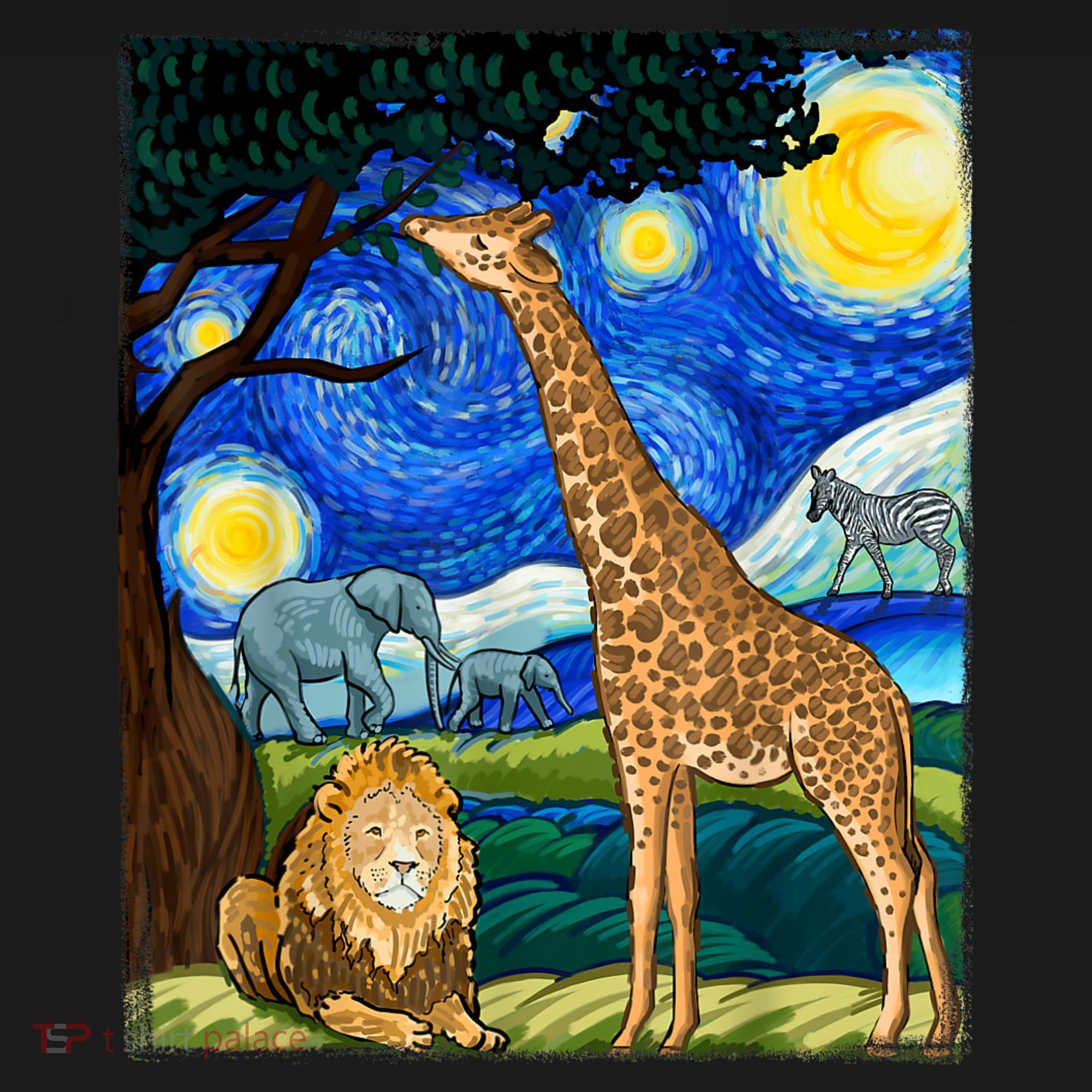 Safari Night Starry Night Zoo Animals Animal Art Safari Women's Hoodie