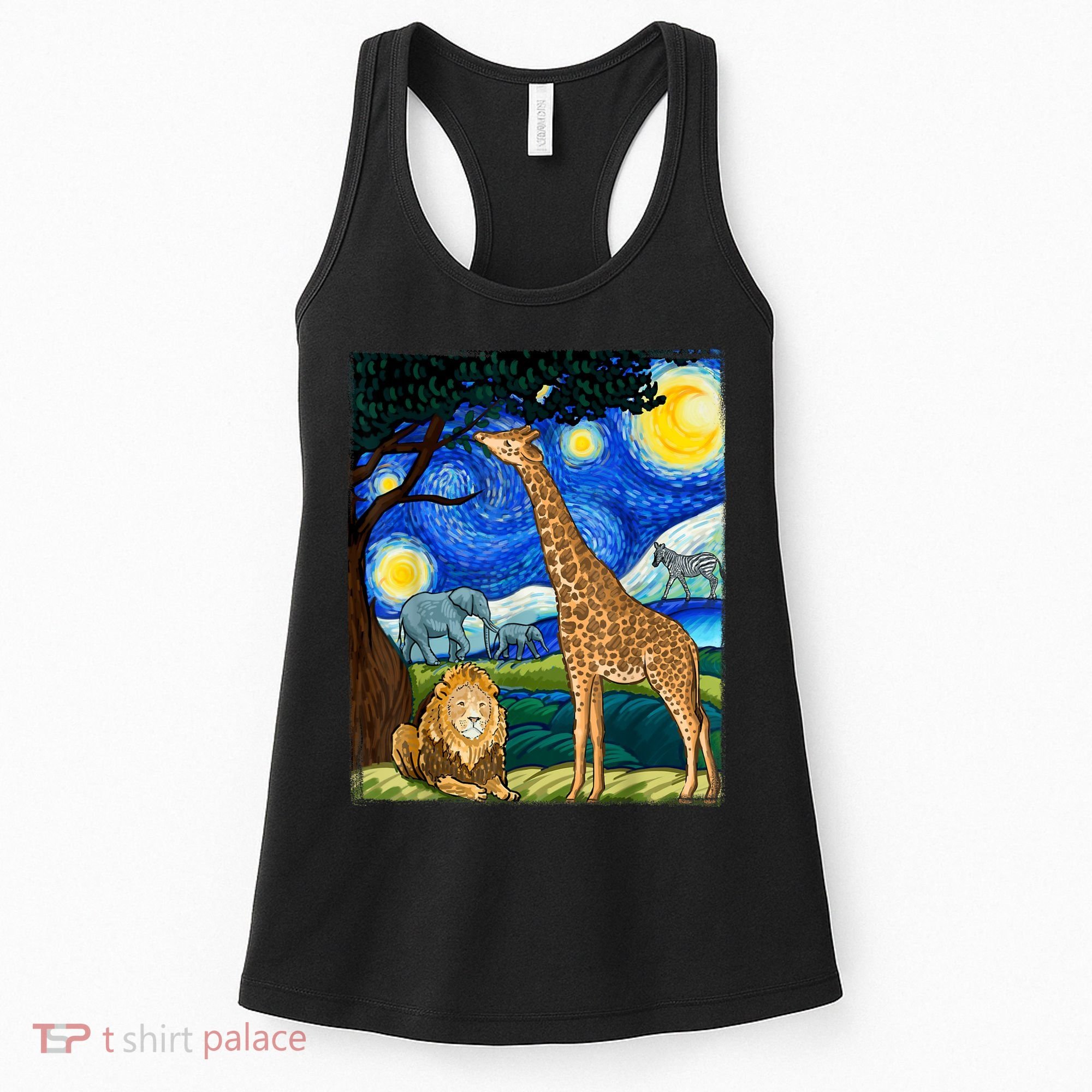 Safari Night Starry Night Zoo Animals Animal Art Safari Women's Tank Top