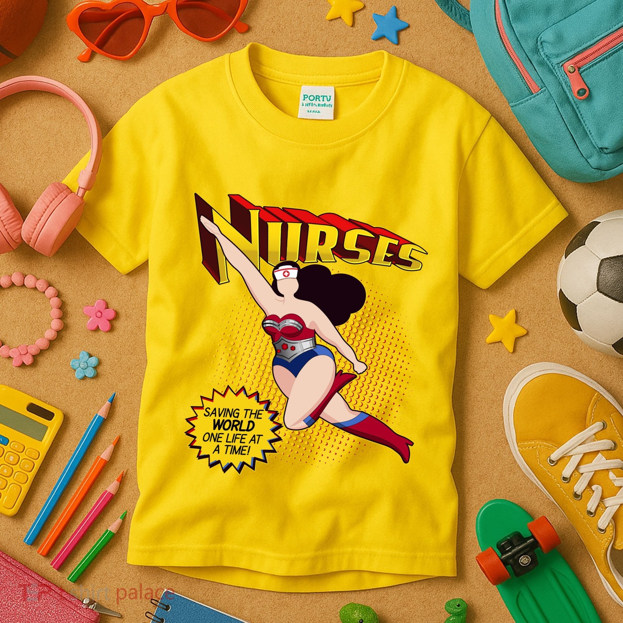 Superhero Nurses Saving The World One Life At A Time Kids T-Shirt