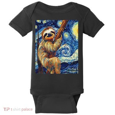 Starry Night Sloth Baby Bodysuit