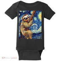 Starry Night Sloth Baby Bodysuit thumb 0