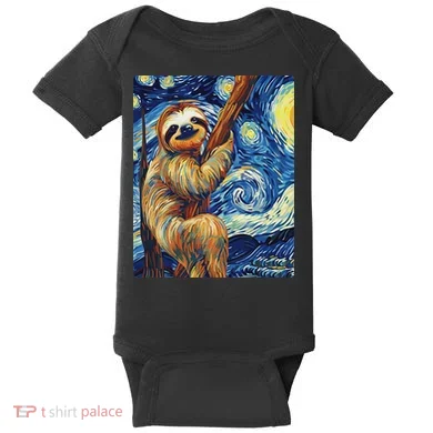 Starry Night Sloth Baby Bodysuit