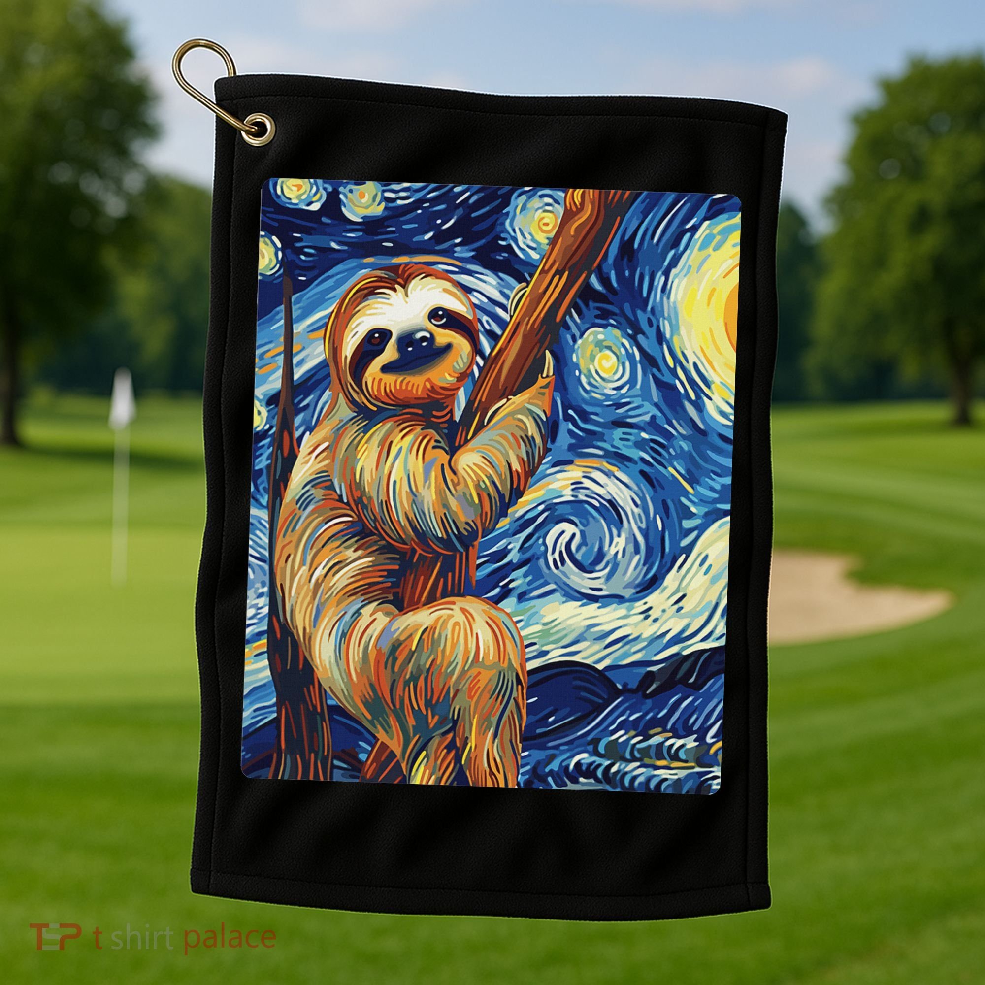 Starry Night Sloth Golf Towel