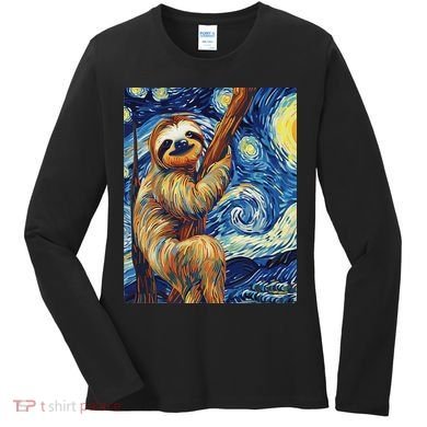 Starry Night Sloth Women's Long Sleeve Shirt