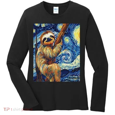 Starry Night Sloth Women's Long Sleeve Shirt