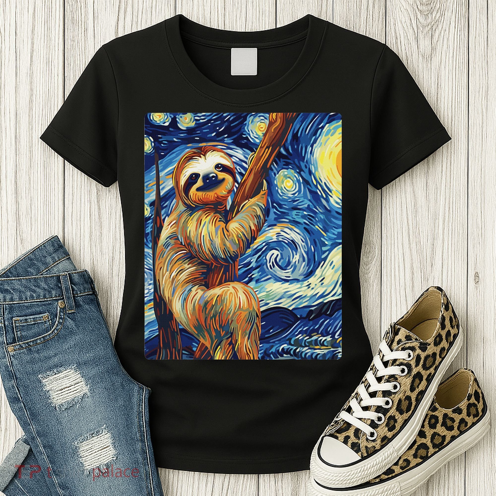 Starry Night Sloth Women's T-Shirt