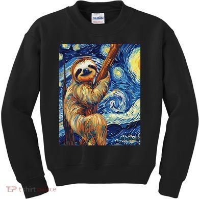 Starry Night Sloth Kids Sweatshirt