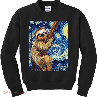 Starry Night Sloth Kids Sweatshirt