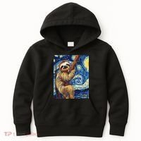 Starry Night Sloth Kids Hoodie thumb 0