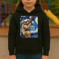 Starry Night Sloth Kids Hoodie thumb 3