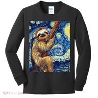 Starry Night Sloth Kids Long Sleeve Shirt thumb 0