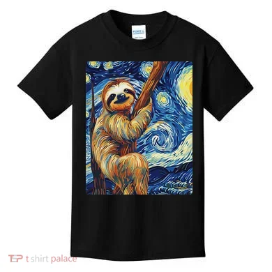 Starry Night Sloth Kids T-Shirt
