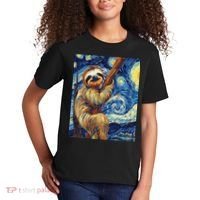 Starry Night Sloth Kids T-Shirt thumb 2