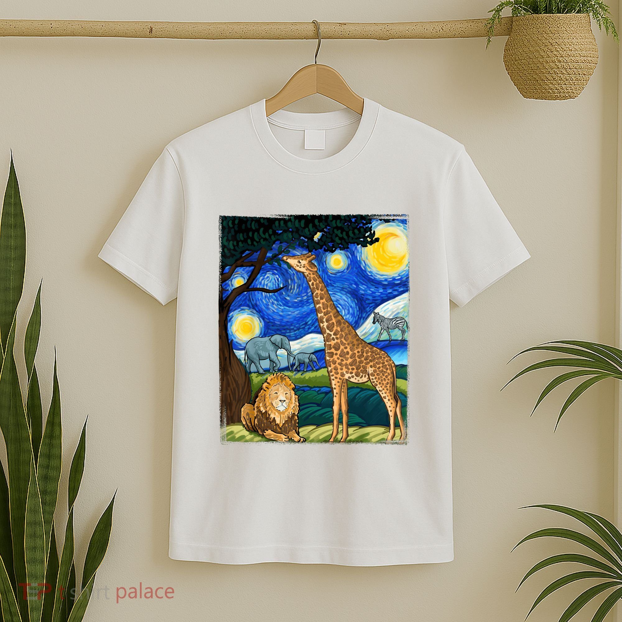 Safari Night Starry Night Zoo Animals Animal Art Safari T-Shirt