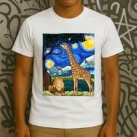 Safari Night Starry Night Zoo Animals Animal Art Safari T-Shirt thumb 3