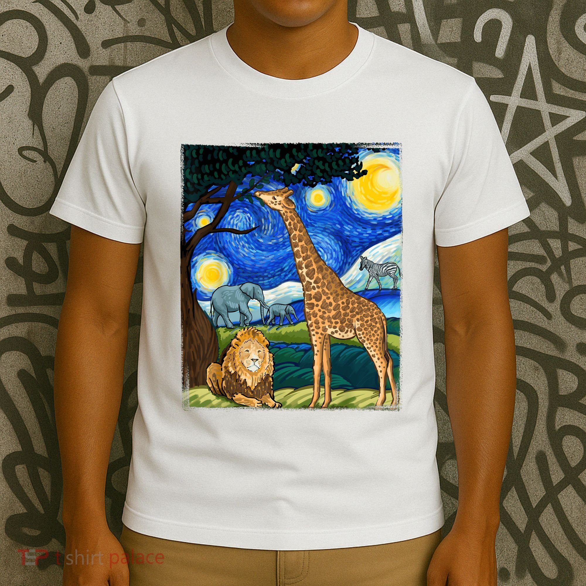 Safari Night Starry Night Zoo Animals Animal Art Safari T-Shirt