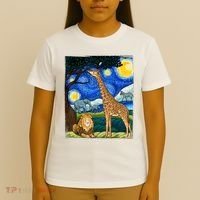 Safari Night Starry Night Zoo Animals Animal Art Safari T-Shirt thumb 4