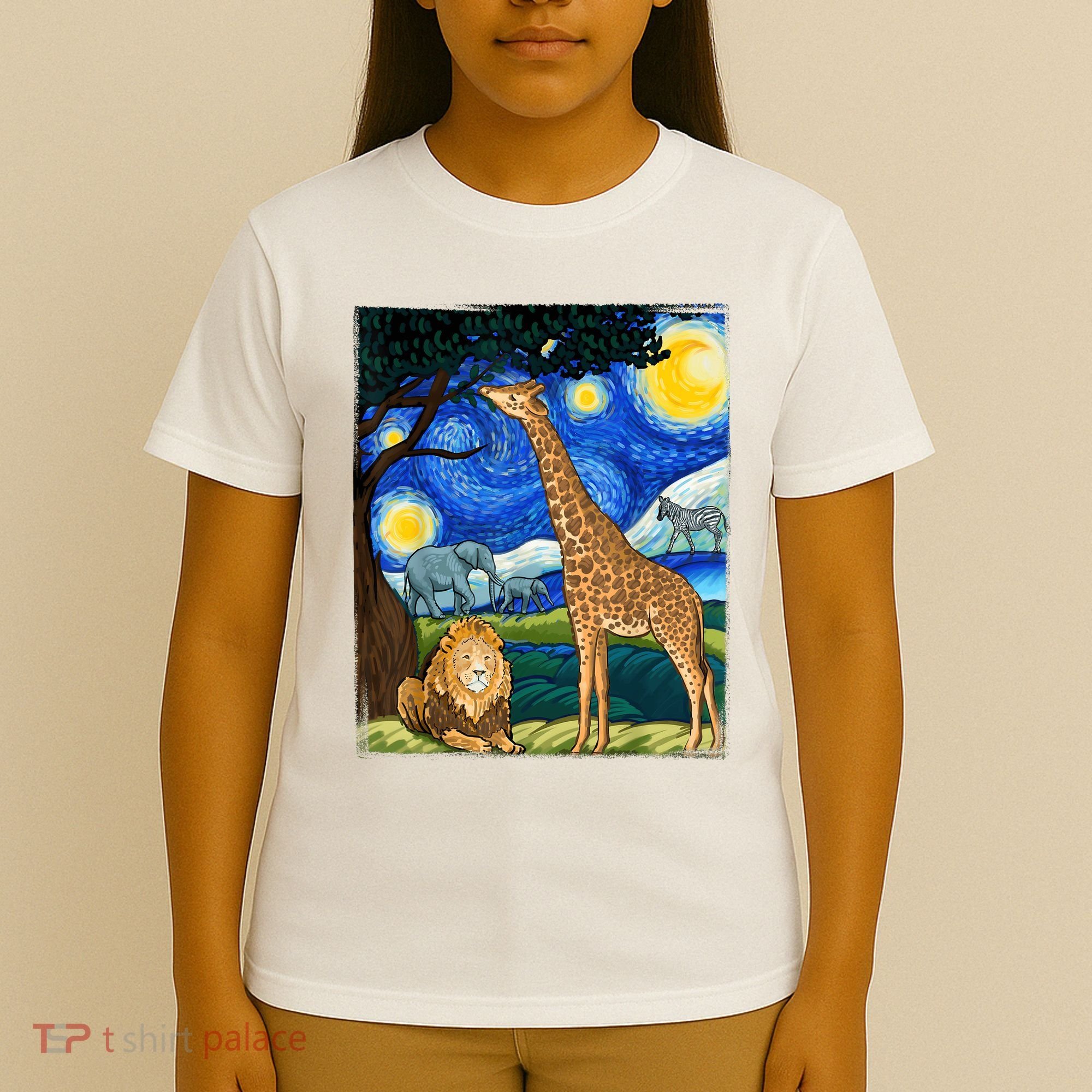Safari Night Starry Night Zoo Animals Animal Art Safari T-Shirt