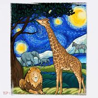 Safari Night Starry Night Zoo Animals Animal Art Safari T-Shirt thumb 7