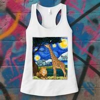 Safari Night Starry Night Zoo Animals Animal Art Safari Women's Tank Top thumb 3