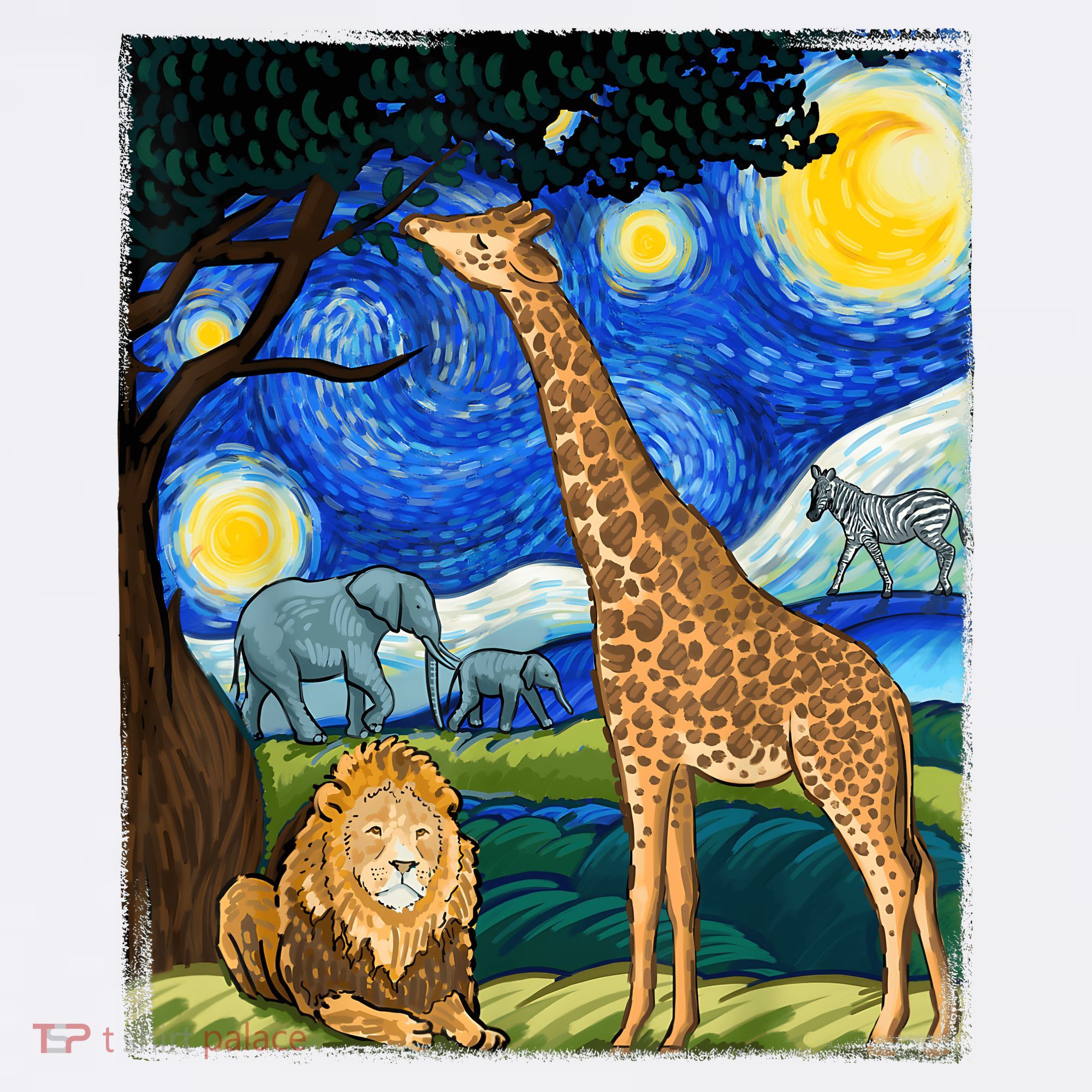 Safari Night Starry Night Zoo Animals Animal Art Safari Women's Tank Top